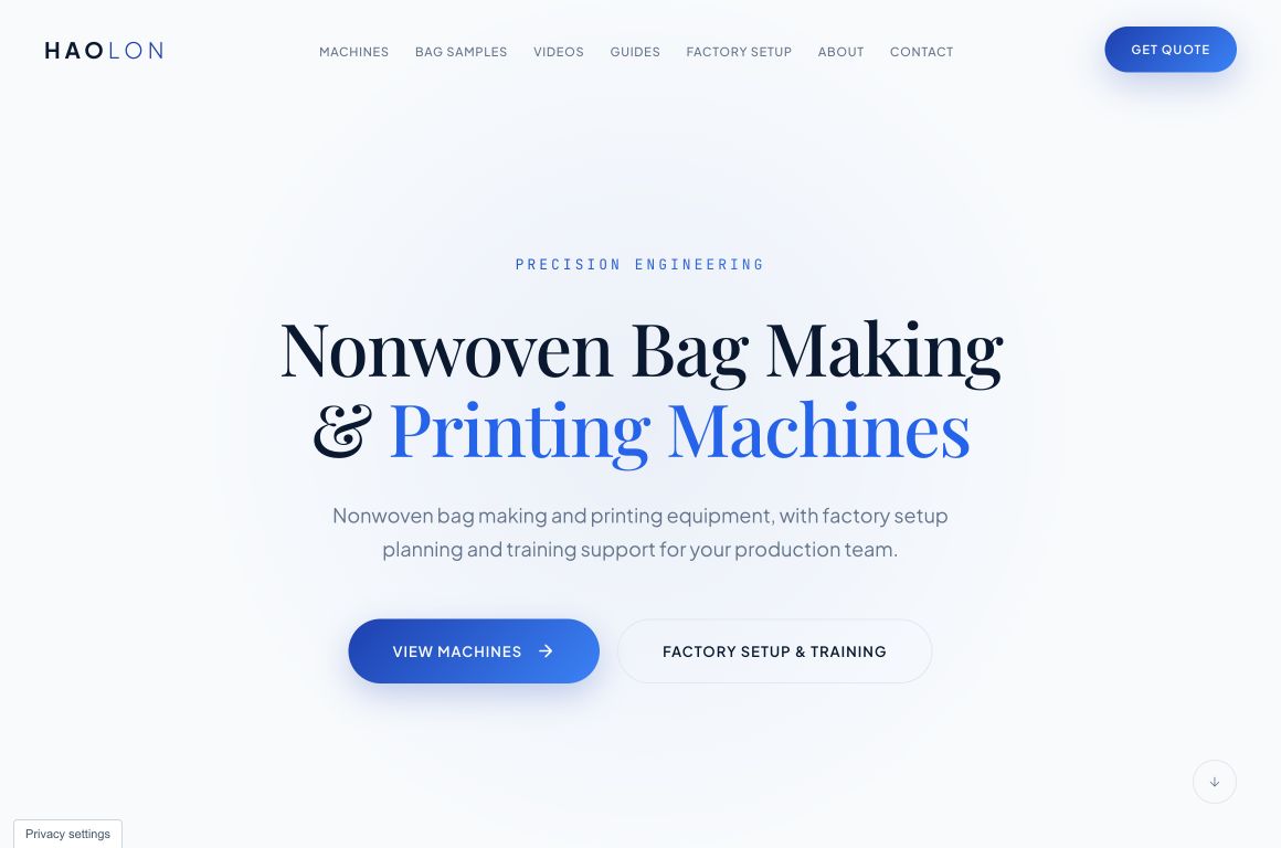 HAOLON machinery website